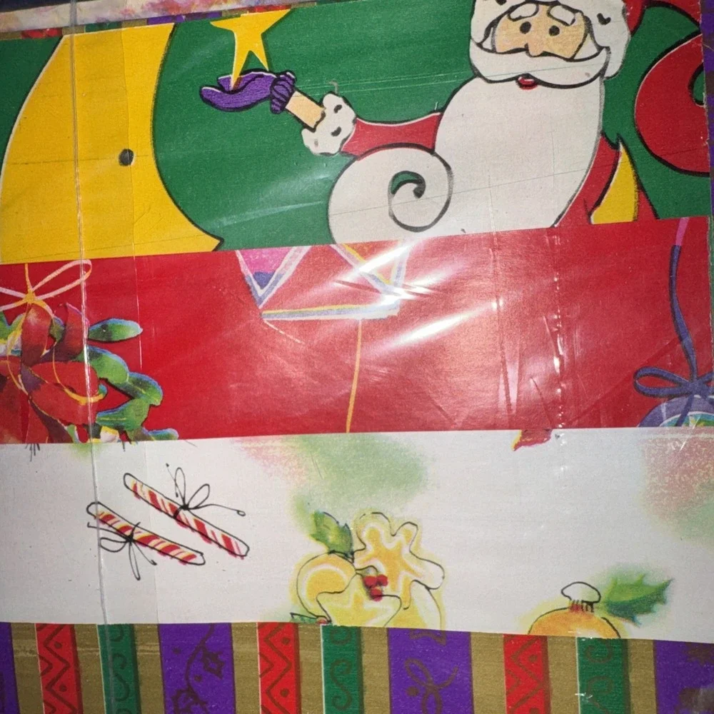 (2) 50sft VTG Cleo Wrapping Paper Christmas 8 Sheets/designs Santa Ornaments NOS